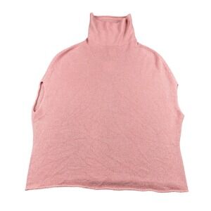 Suzy D Angora Sleeveless Sweater High Neck Pink Pullover Top Turtleneck Sz L/XL